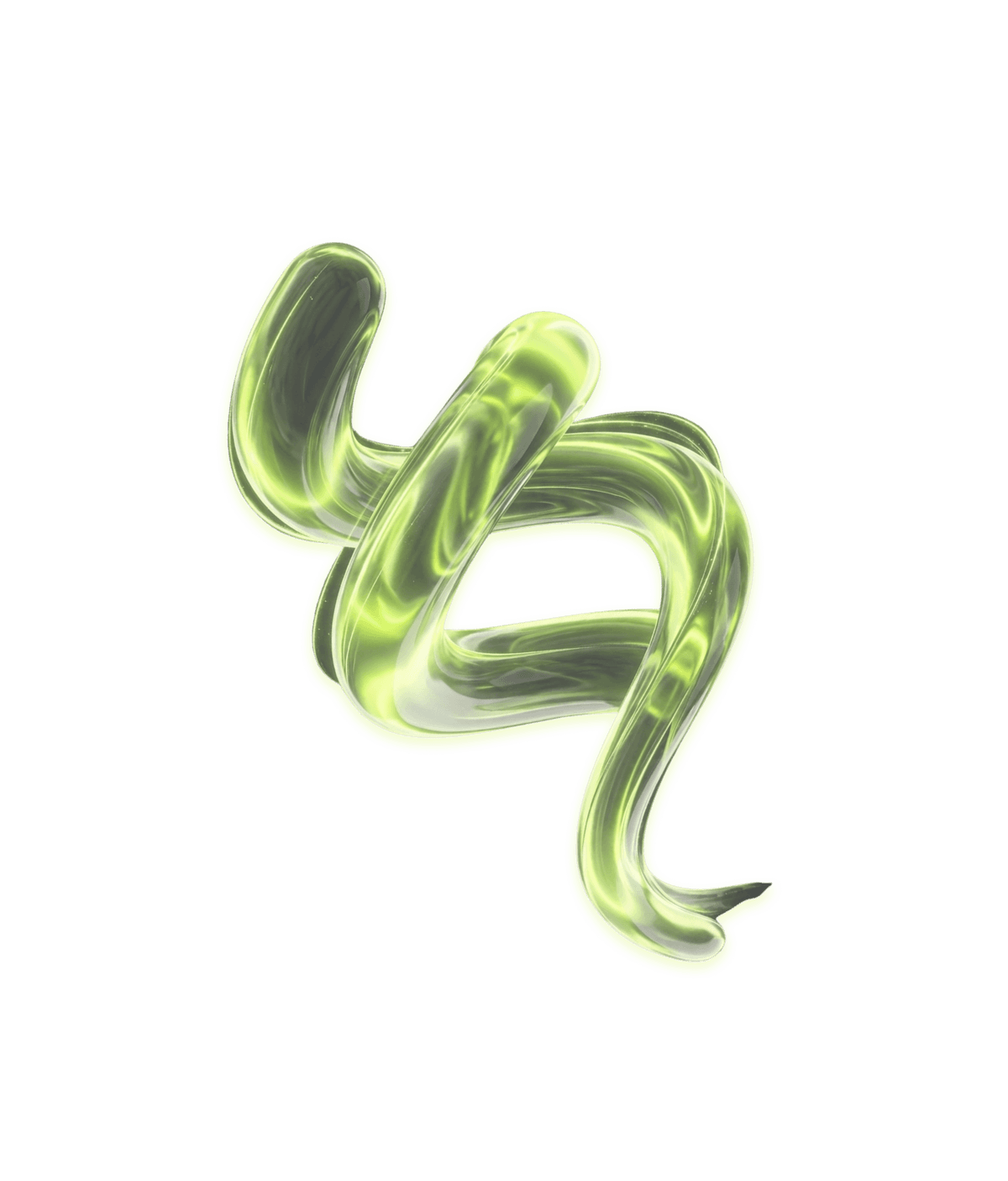 Sculptural 3D form with neon lime lighting, Fly Digital brand visual